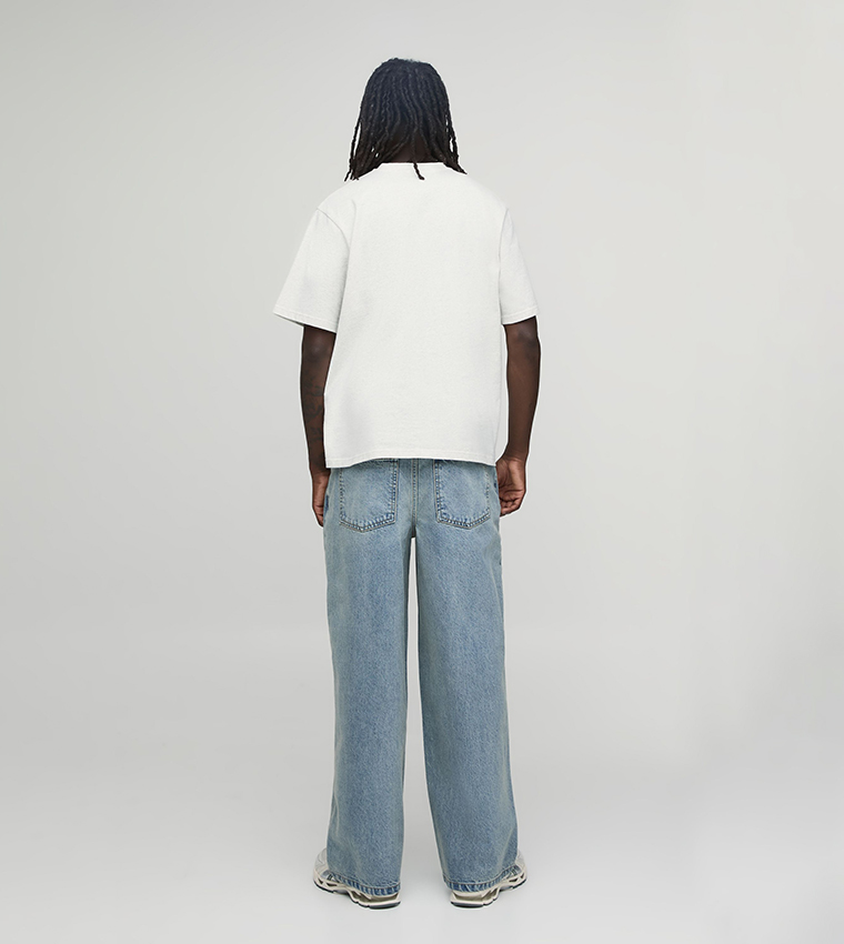 Washed Mid Rise Baggy Fit Jeans