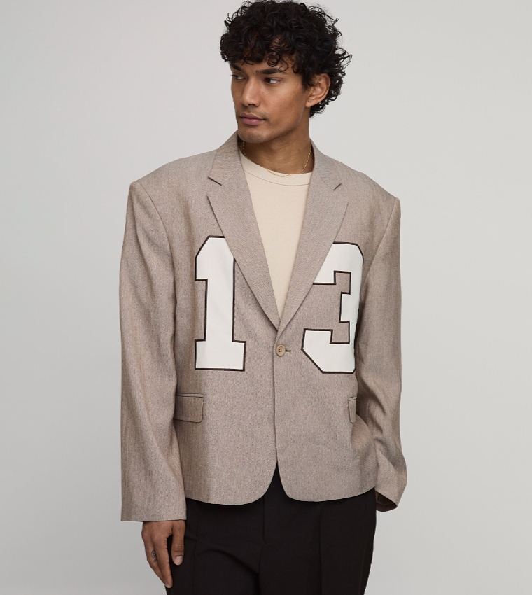 Herringbone Applique Oversized Blazer