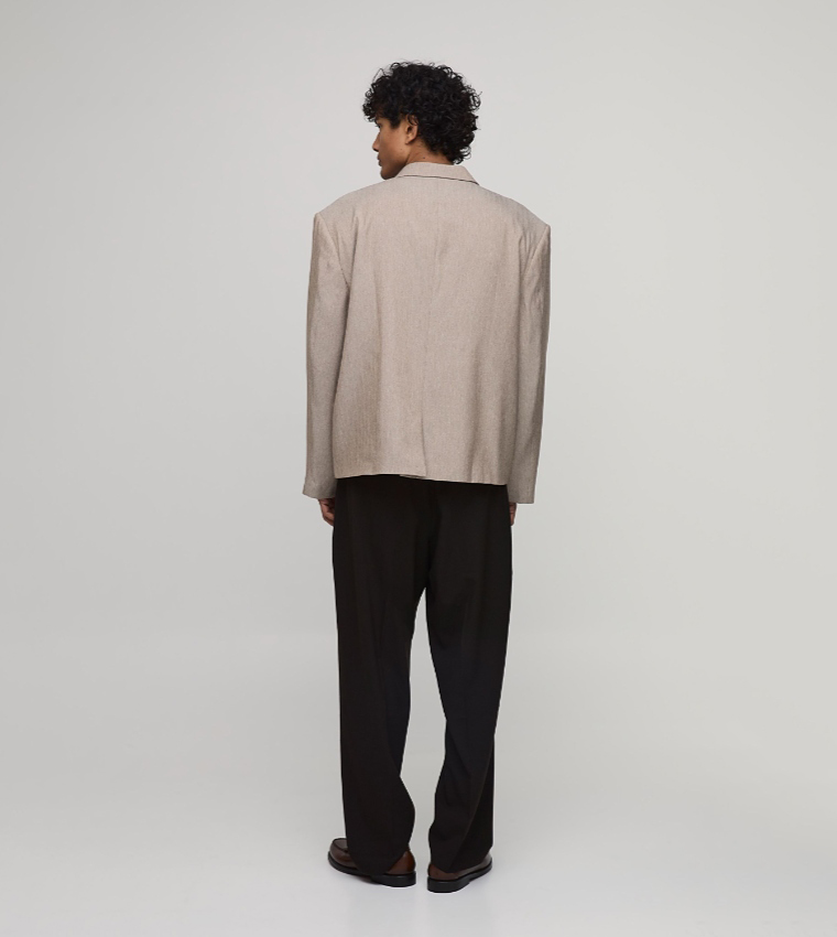Herringbone Applique Oversized Blazer