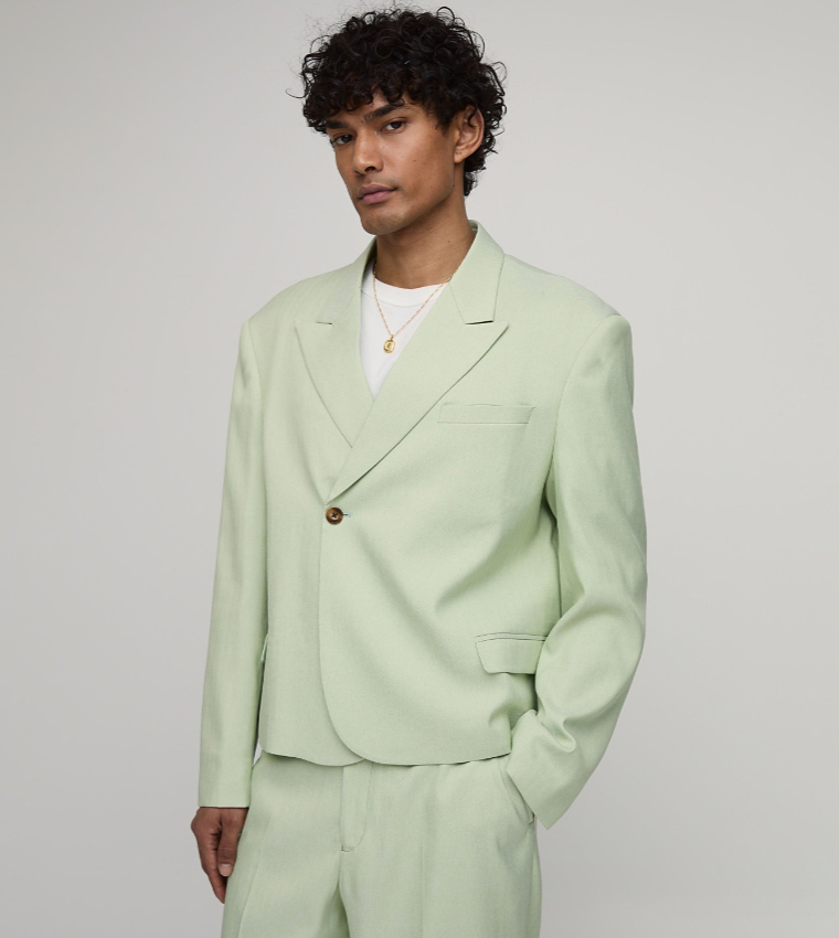 Herringbone Single Breasted Oversized Blazer
