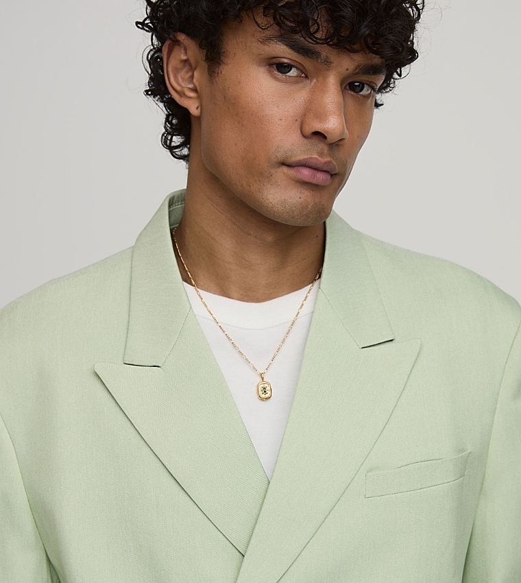 Herringbone Single Breasted Oversized Blazer