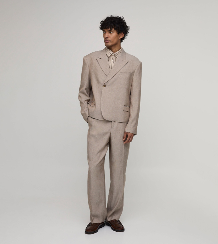 Herringbone Single Breasted Oversized Blazer