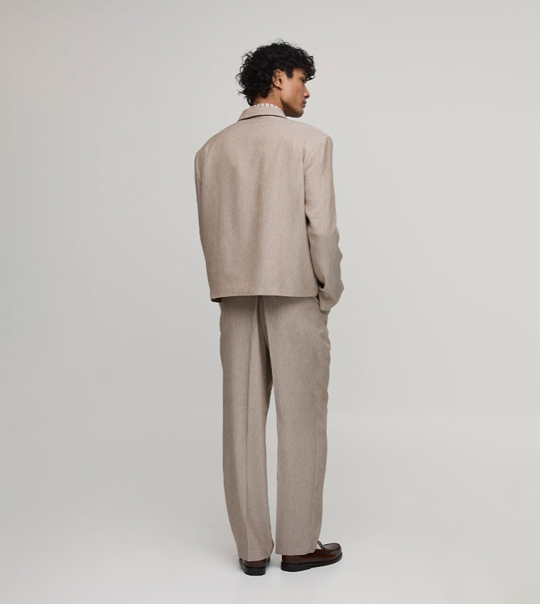 Herringbone Single Breasted Oversized Blazer