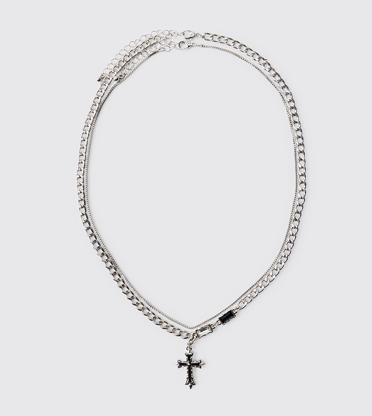 Layered Gothic Cross Necklace