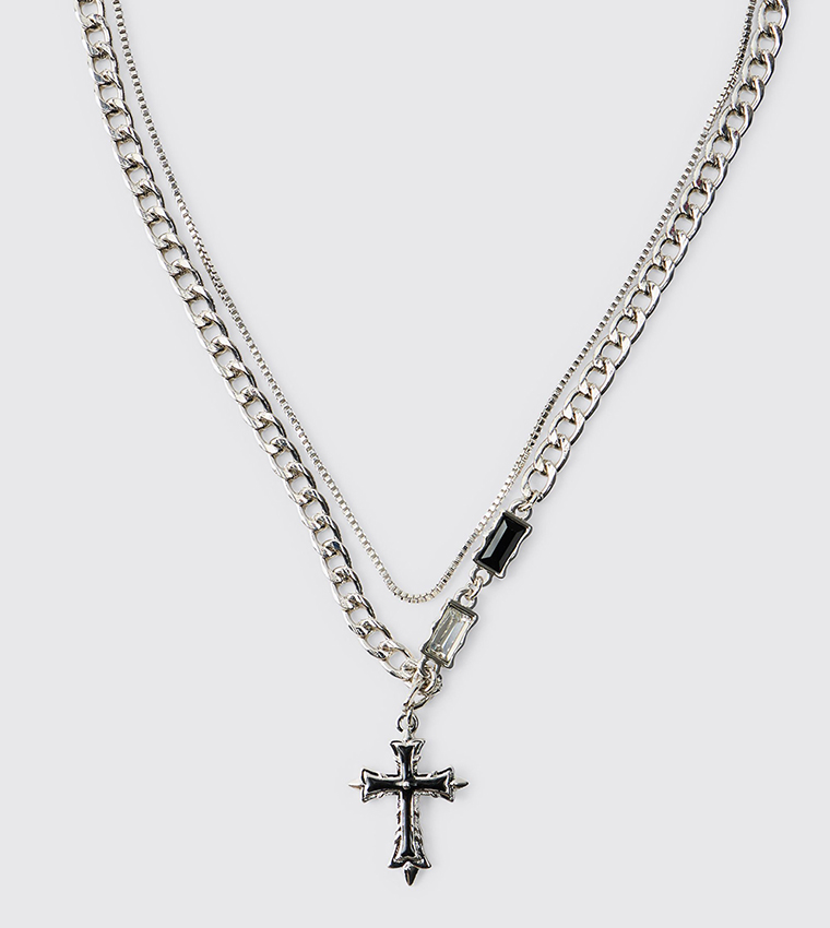 Layered Gothic Cross Necklace