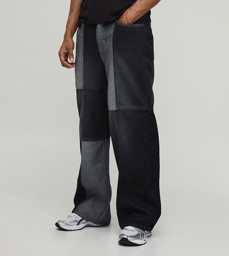 Multi Patchwork Baggy Fit Jeans