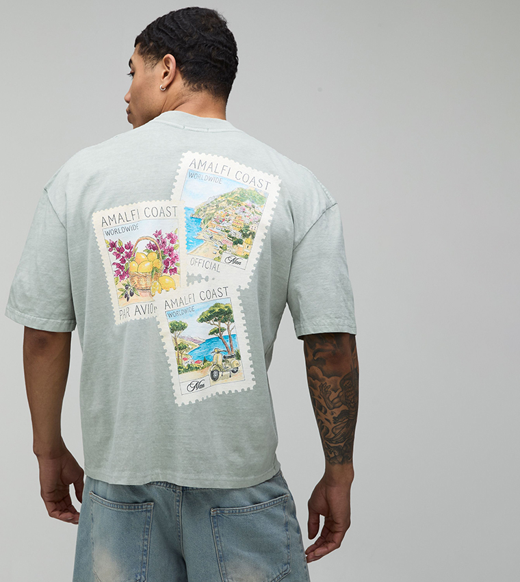 Postcard Print Oversized T-Shirt