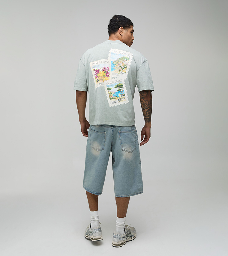 Postcard Print Oversized T-Shirt