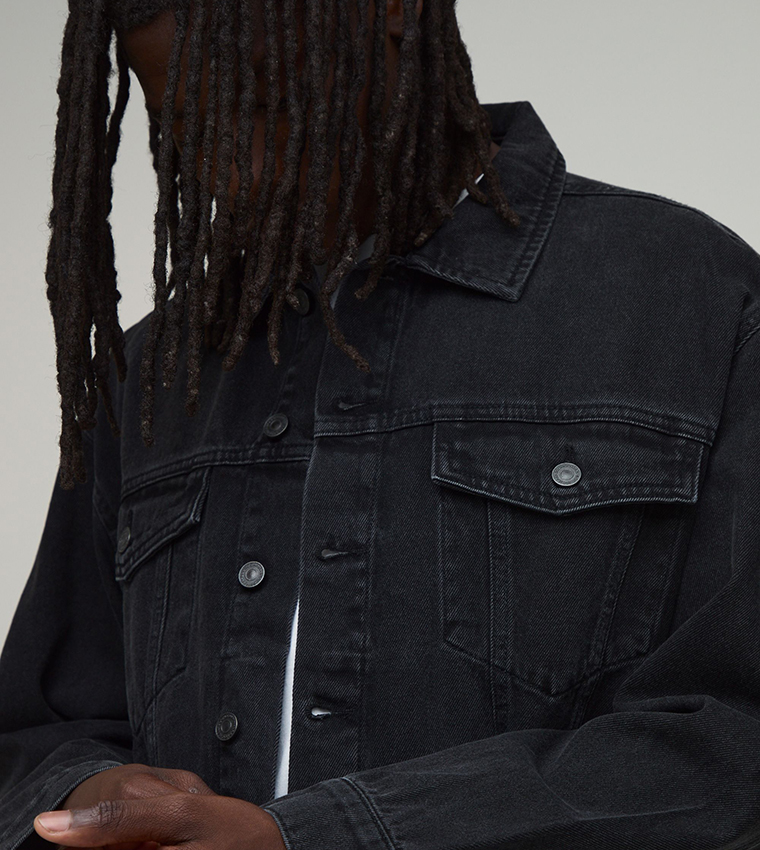 Essential Solid Oversized Denim Jacket