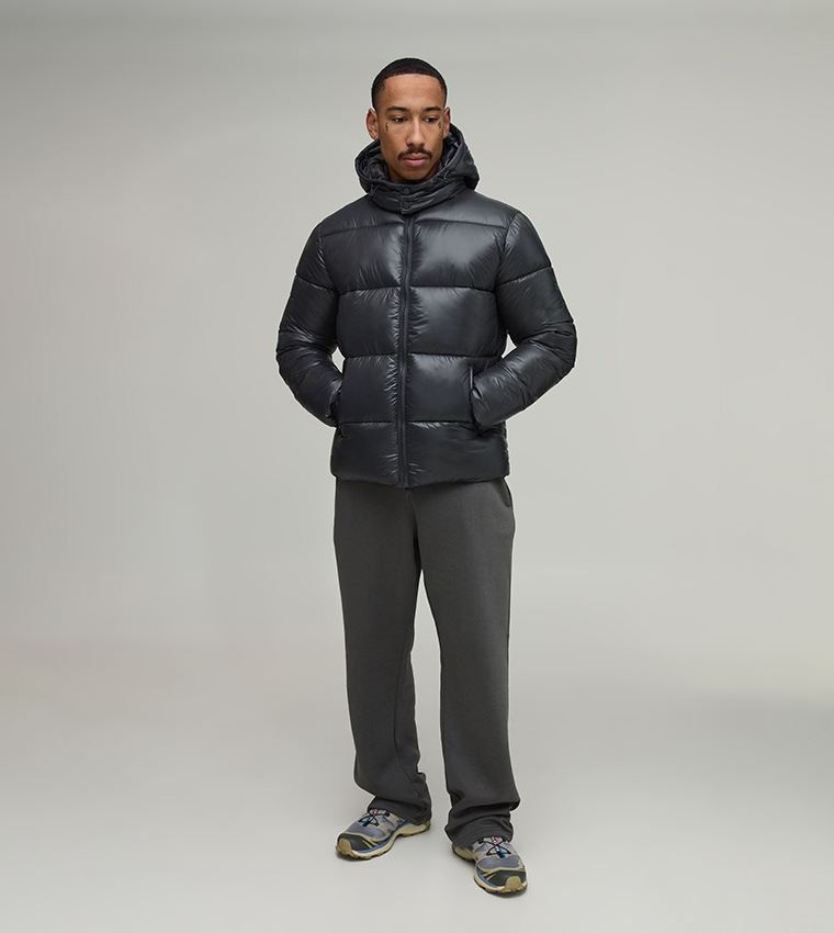 Solid High Shine Puffer Jacket