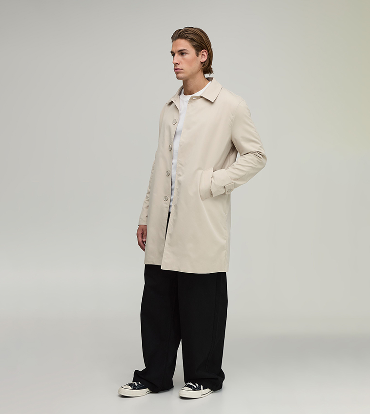 Single Breasted Poly Twill Mac Jacket
