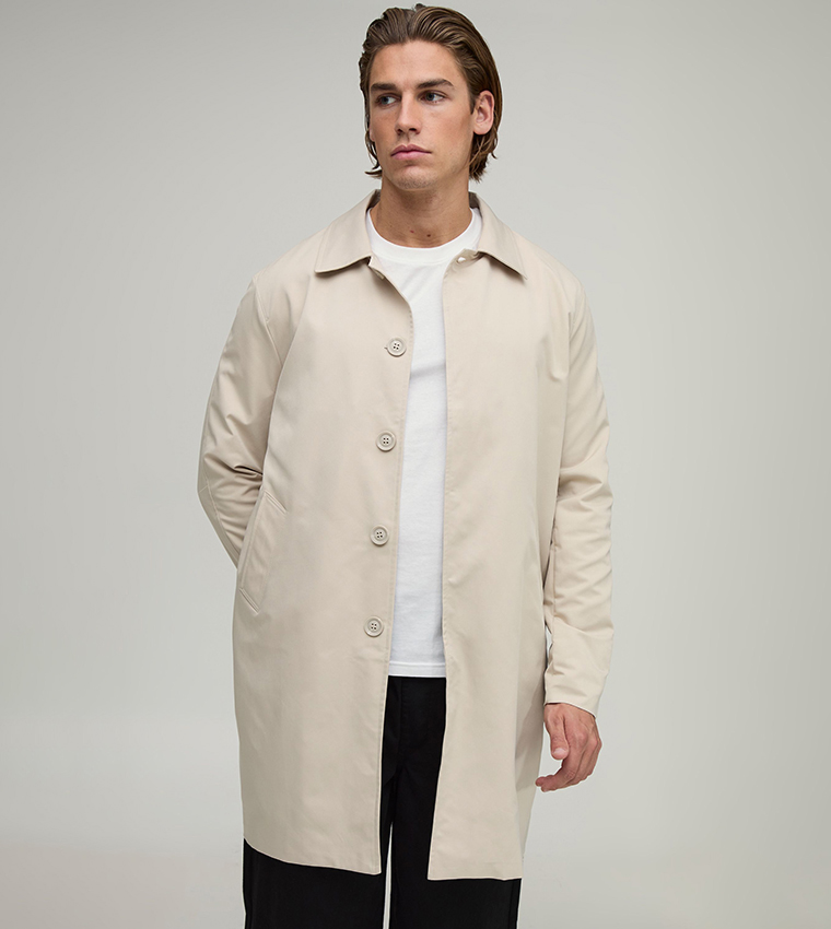 Single Breasted Poly Twill Mac Jacket