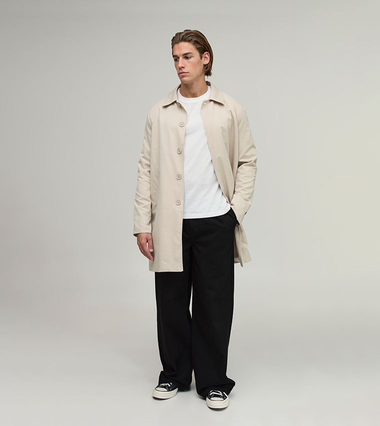 Single Breasted Poly Twill Mac Jacket