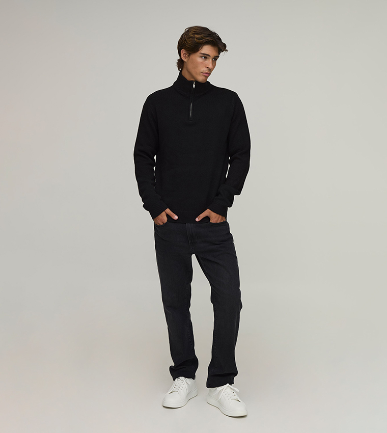 Regular Fit 1/4 Zip Knitted Sweater