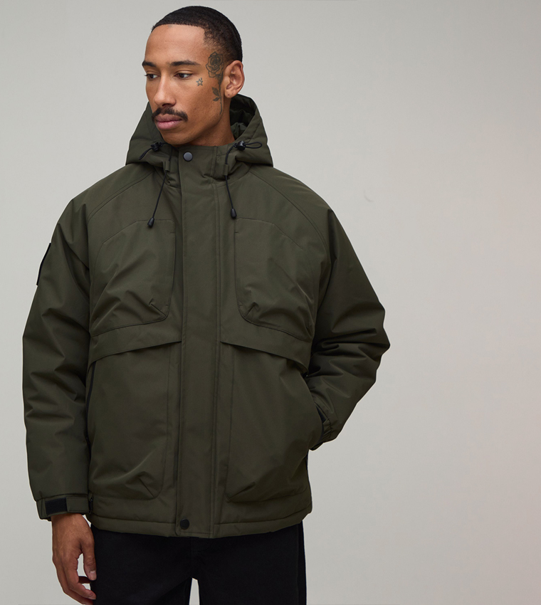 Long Sleeves Tech Panelled Parka Jacket