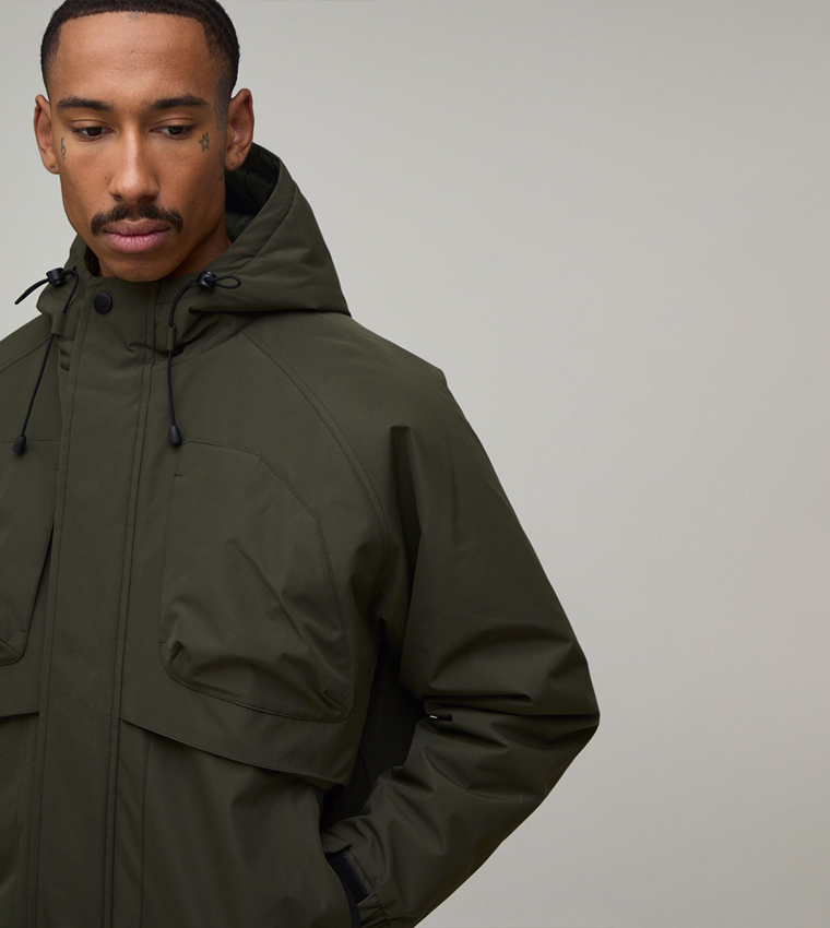Long Sleeves Tech Panelled Parka Jacket