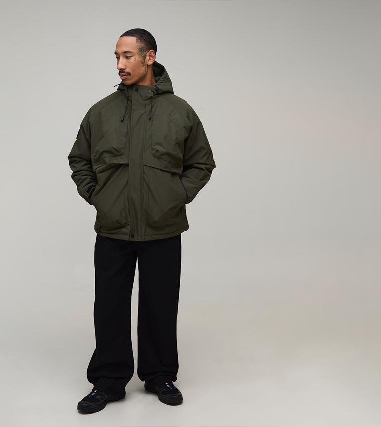 Long Sleeves Tech Panelled Parka Jacket
