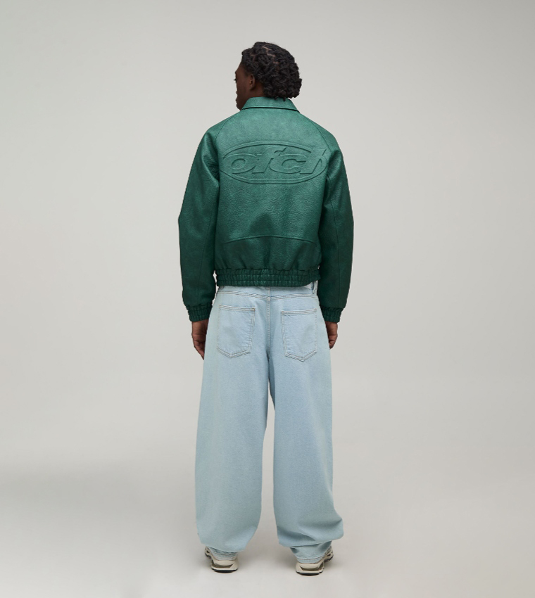 Embossed Ofcl Collared Boxy Fit Bomber Jacket
