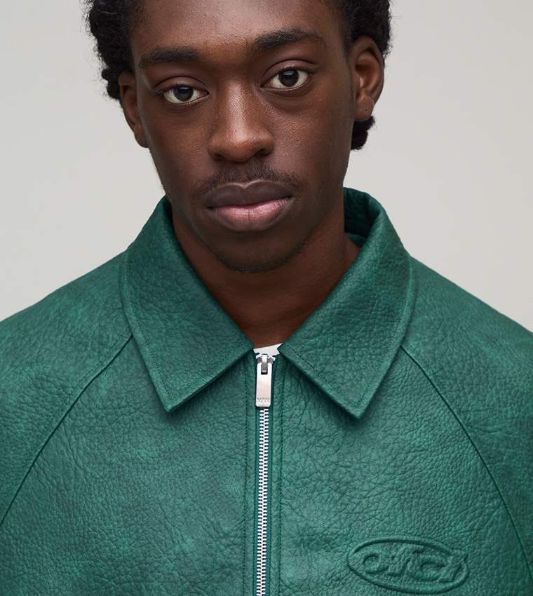 Embossed Ofcl Collared Boxy Fit Bomber Jacket