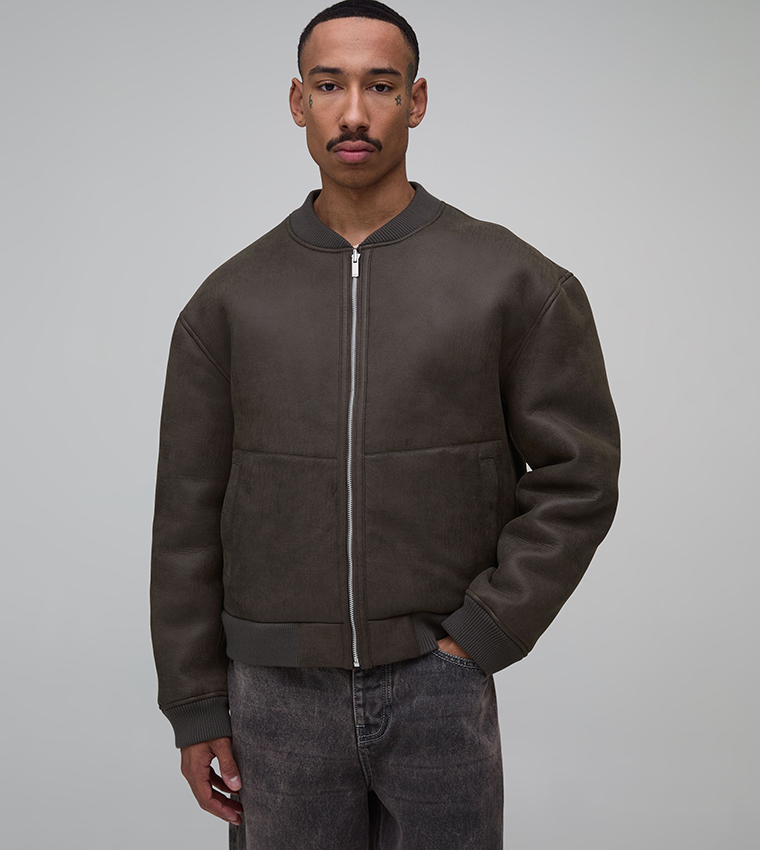 Reversible Bonded PU Borg Bomber Jacket
