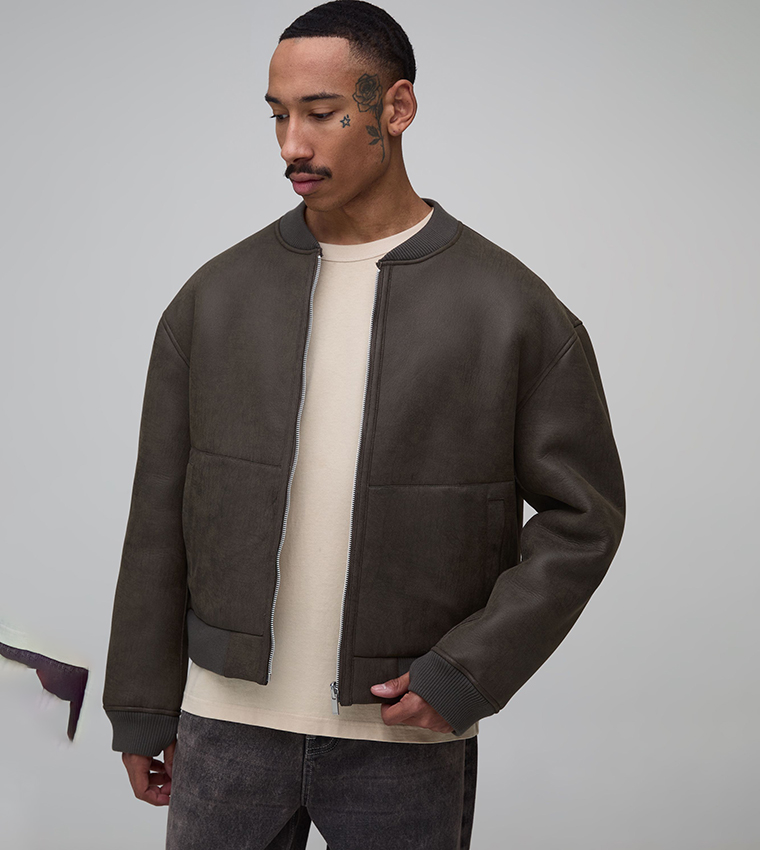 Reversible Bonded PU Borg Bomber Jacket