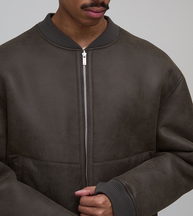 Reversible Bonded PU Borg Bomber Jacket