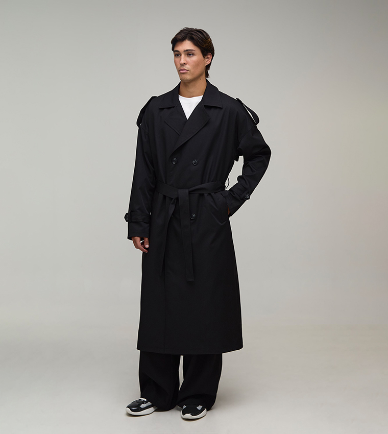 Solid Twill Oversized Trenchcoat