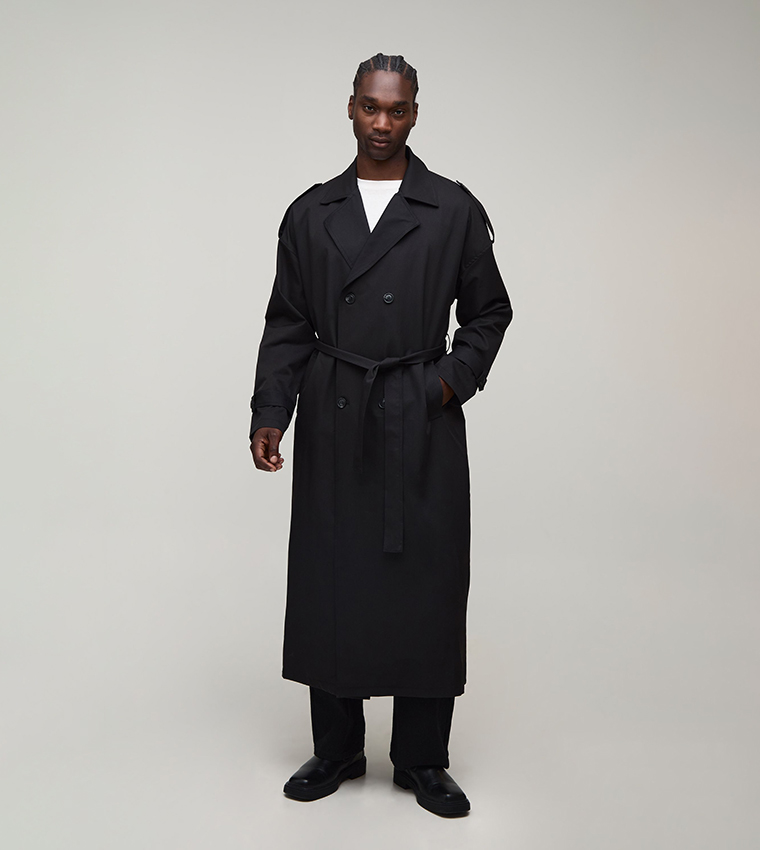 Plus & Tall Solid Twill Oversized Trenchcoat