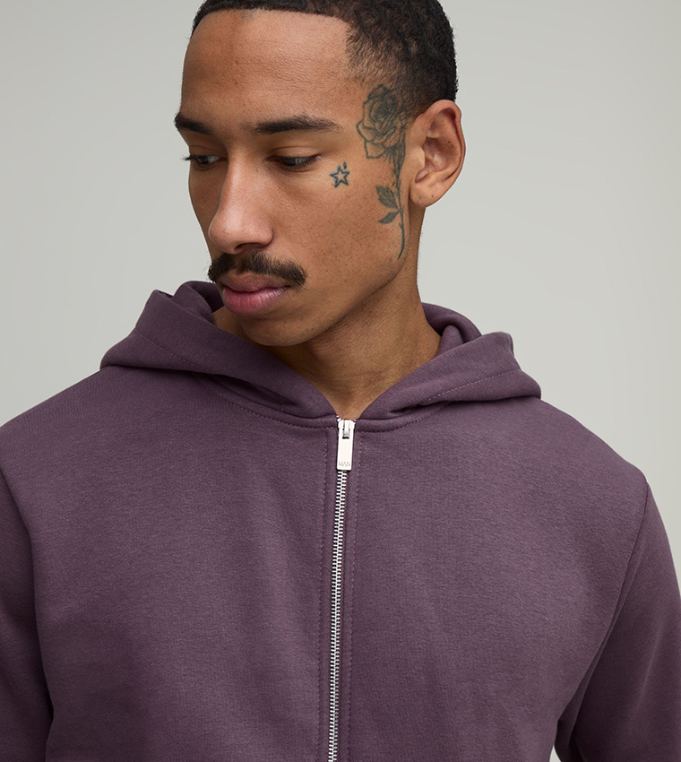 Solid Regular Fit Zip-Through Hooded Jacket
