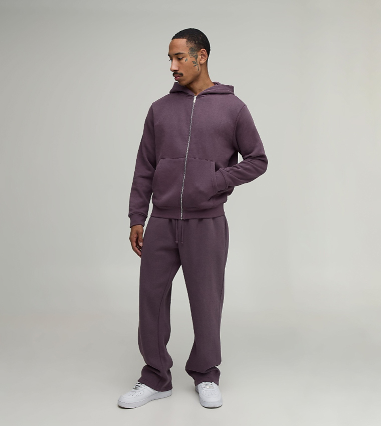 Solid Regular Fit Zip-Through Hooded Jacket