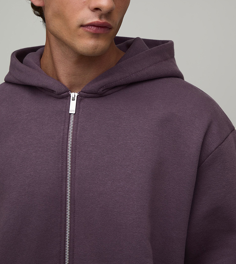 Boxy Zip Through Hooded Oversized Jacket