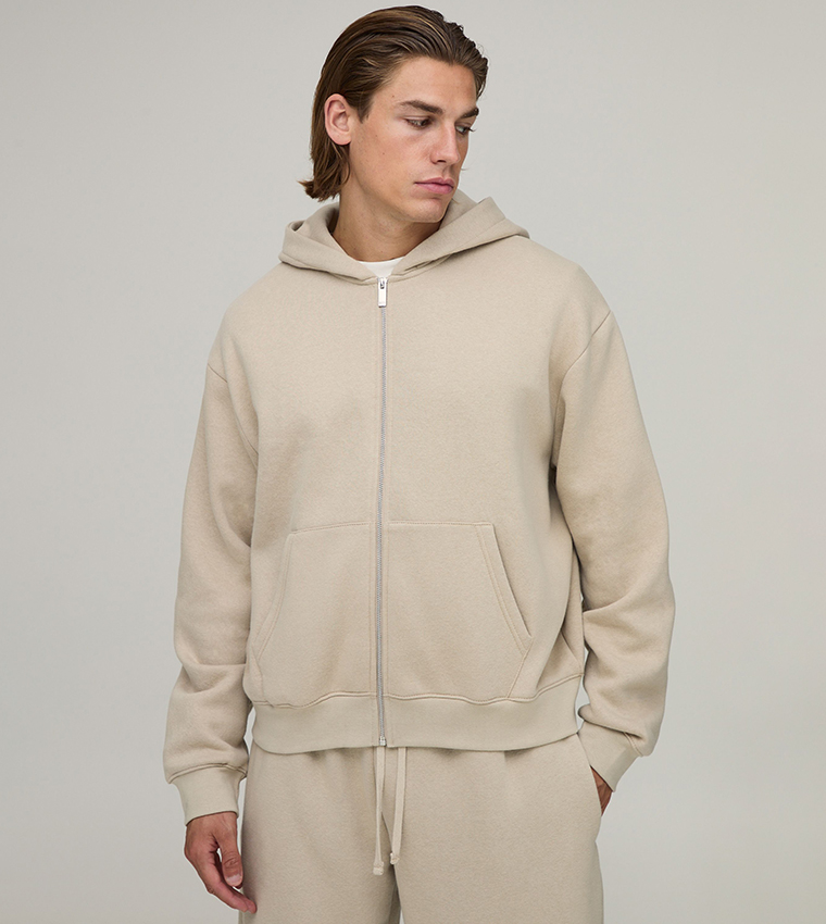 Boxy Zip Through Hooded Oversized Jacket