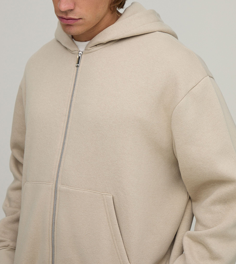 Boxy Zip Through Hooded Oversized Jacket