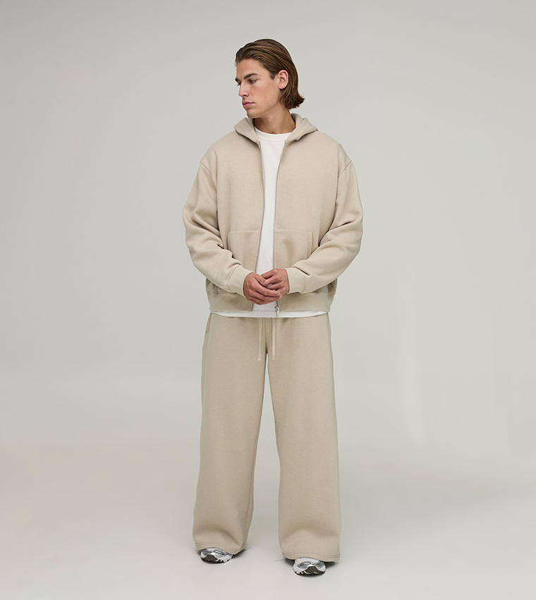 Boxy Zip Through Hooded Oversized Jacket