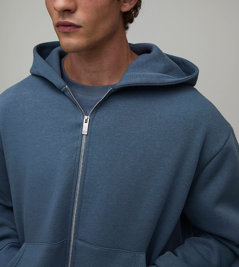 Boxy Zip Through Hooded Oversized Jacket
