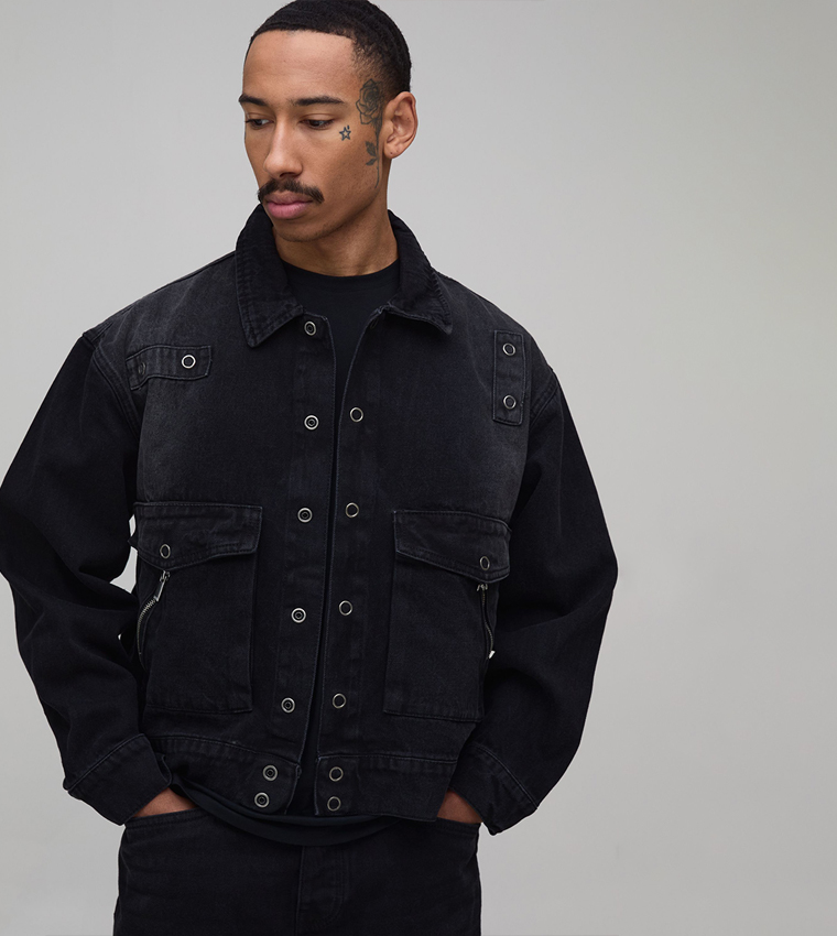 Washed Denim Boxy Fit Jacket