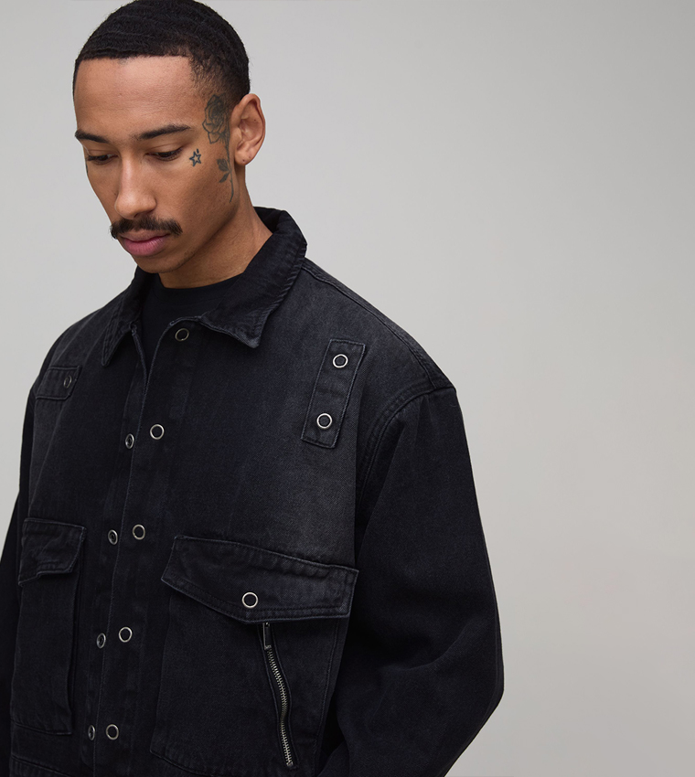 Washed Denim Boxy Fit Jacket