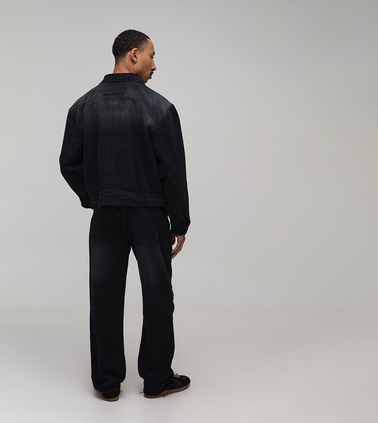Washed Denim Boxy Fit Jacket