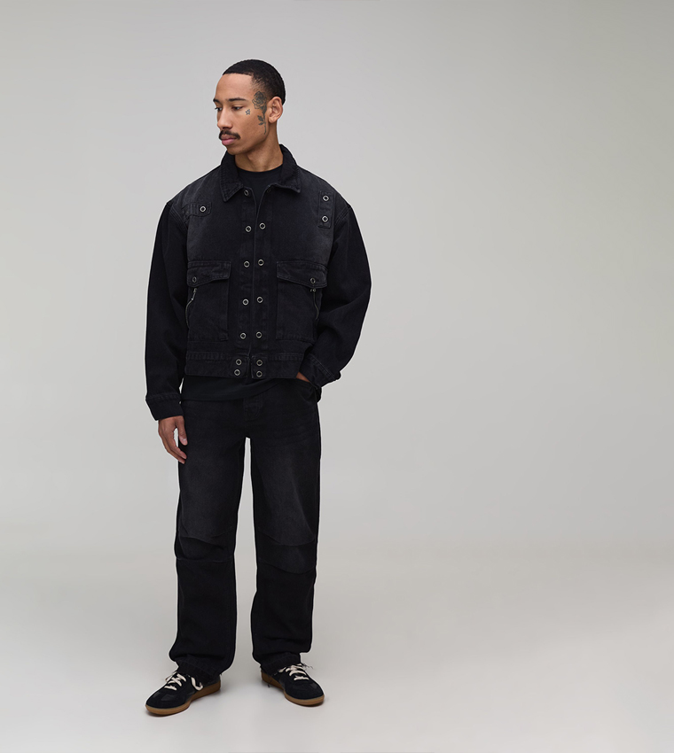 Washed Denim Boxy Fit Jacket