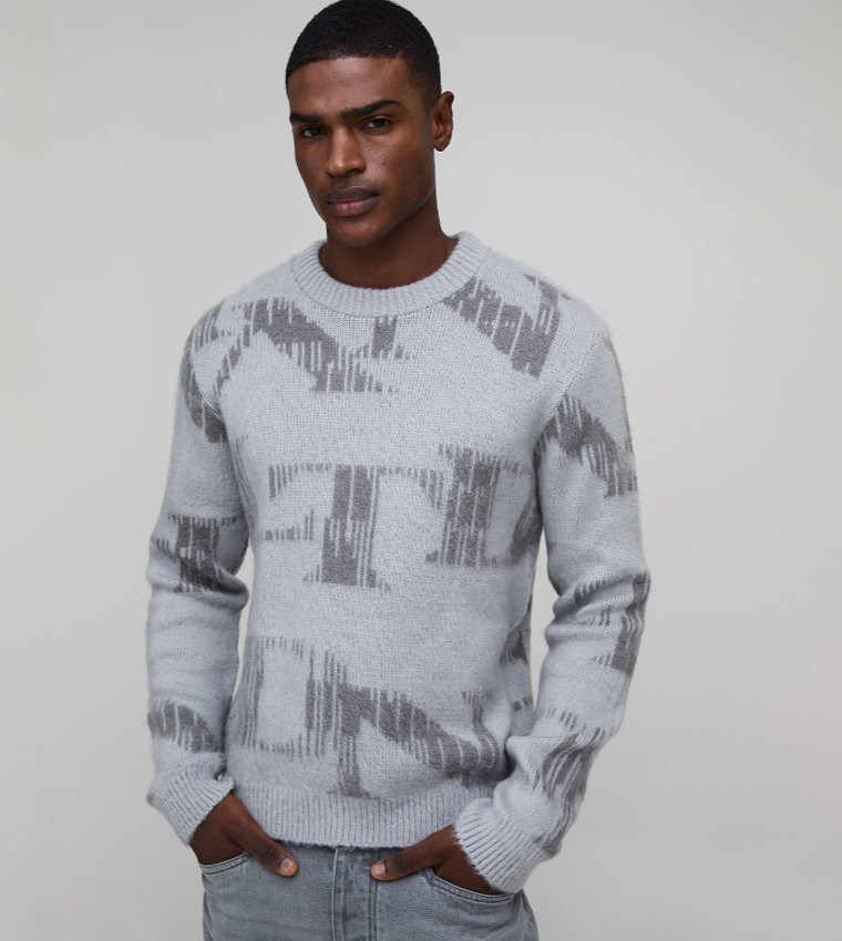 Regular Fit Brushed Jacquard Sweater