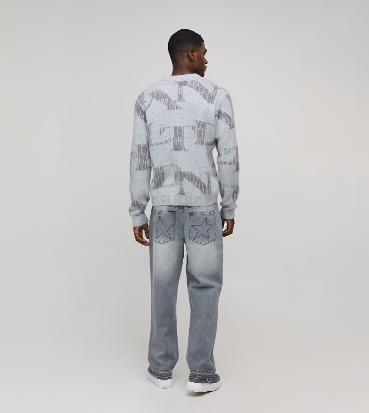 Regular Fit Brushed Jacquard Sweater
