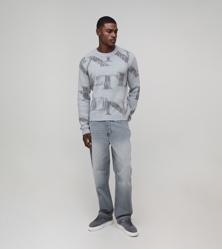 Regular Fit Brushed Jacquard Sweater