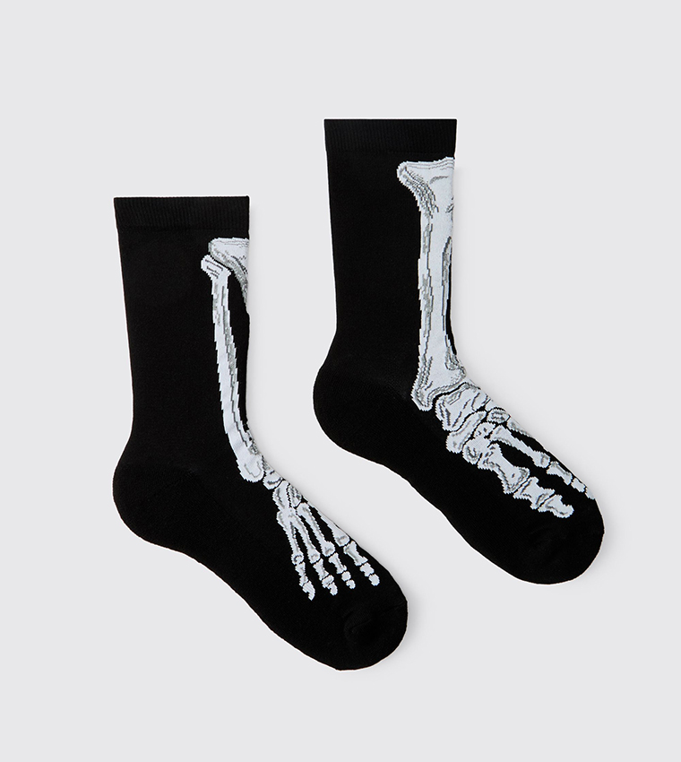 Skeleton Printed Halloween Crew Socks