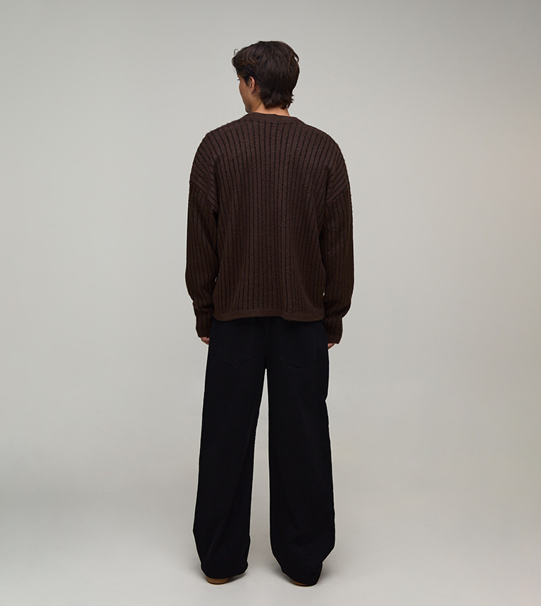 Brushed Ribbed Knitted Cardigan