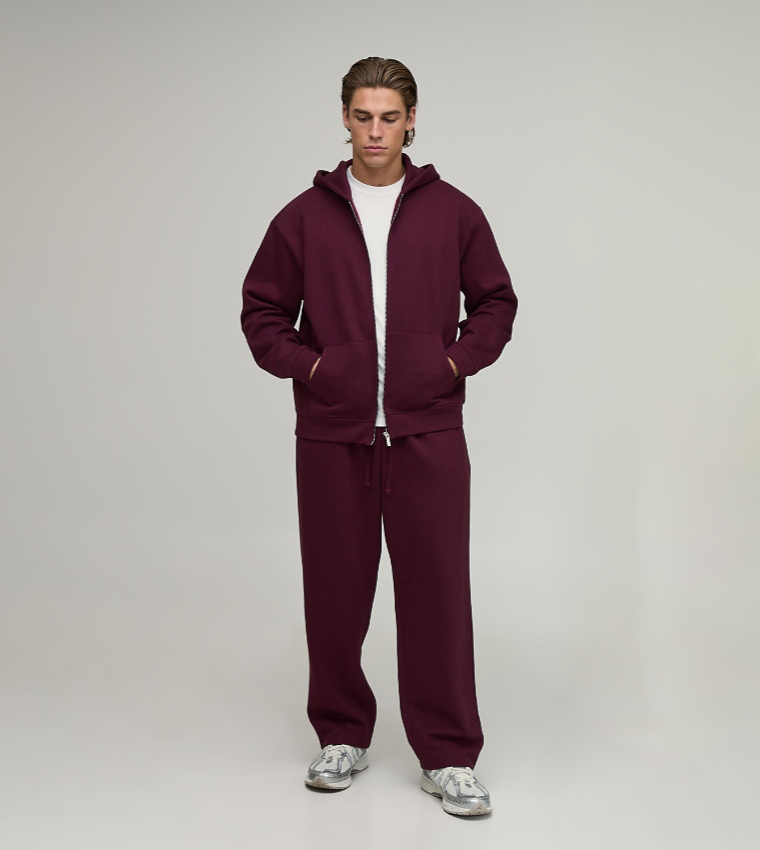 Solid Oversized Zip-Through Hooded Jacket