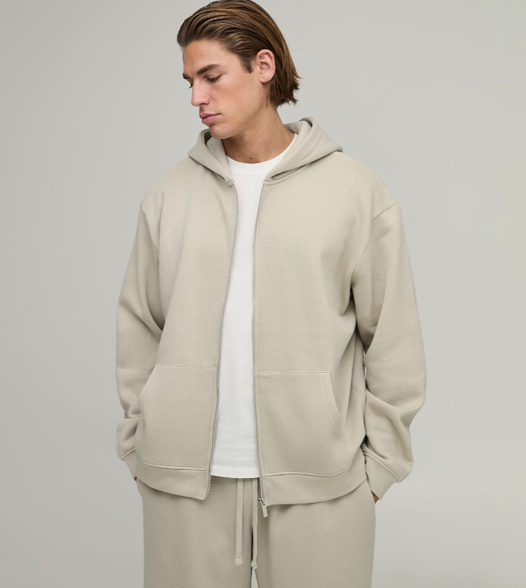Essential Zip-Through Oversized Hooded Jacket