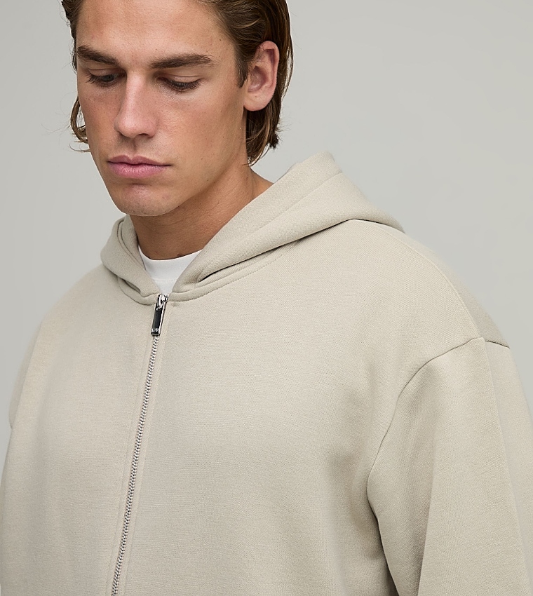 Essential Zip-Through Oversized Hooded Jacket