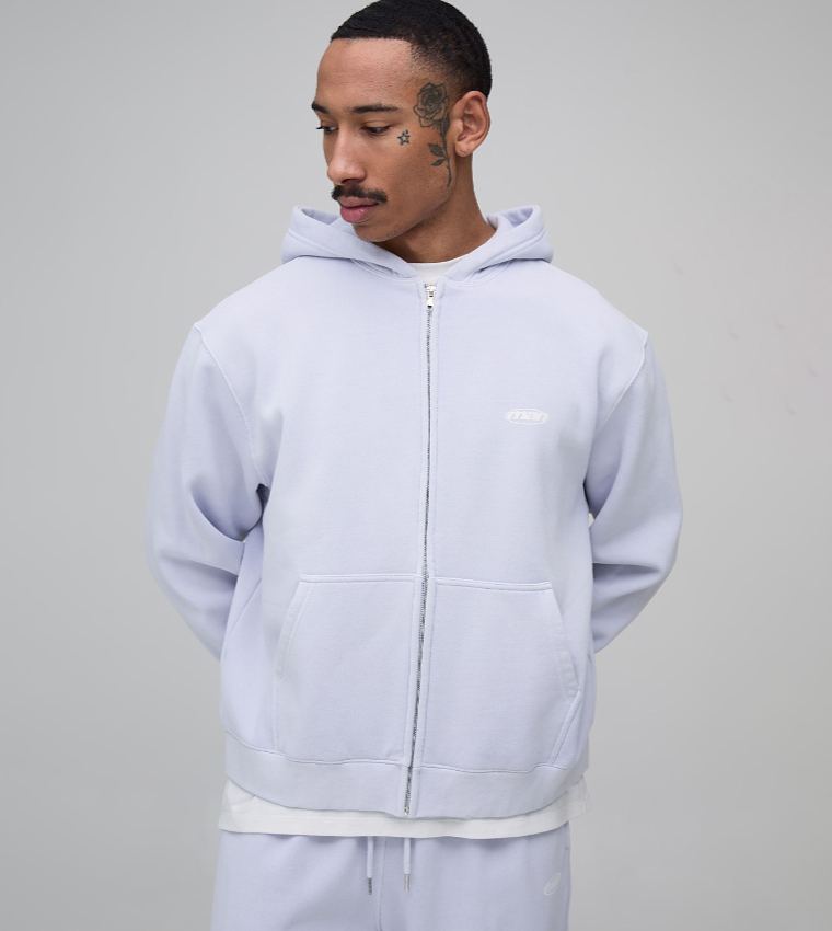 Sport Washed Zip-Through Oversized Hooded Jacket