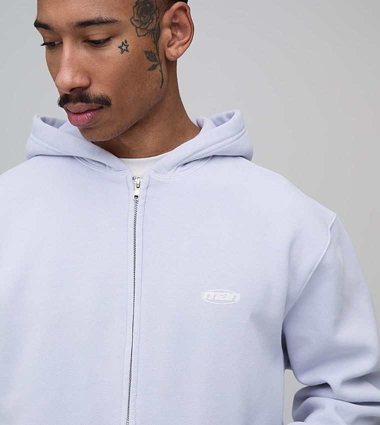 Sport Washed Zip-Through Oversized Hooded Jacket