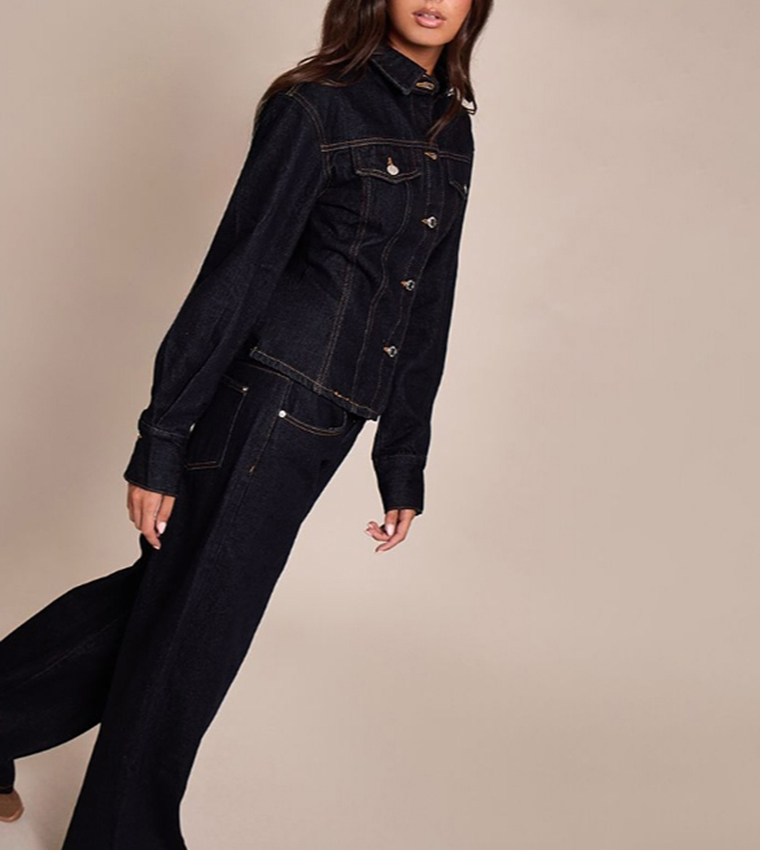 Solid Mid Waist Jeans